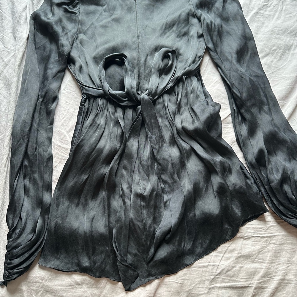 Jill Stuart Black Satin puff sleeve Top - Picture 7 of 7